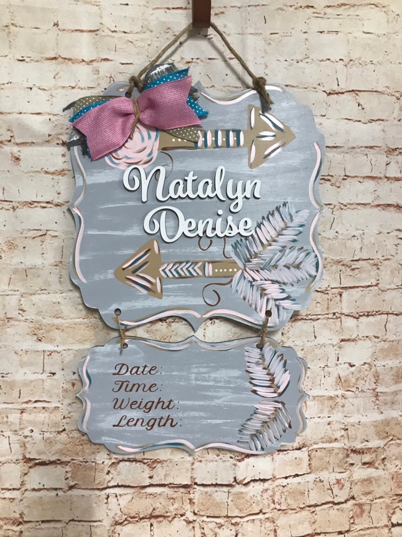 Baby Door Hanger Hospital Door Hanger Birth Stats Nursery Etsy