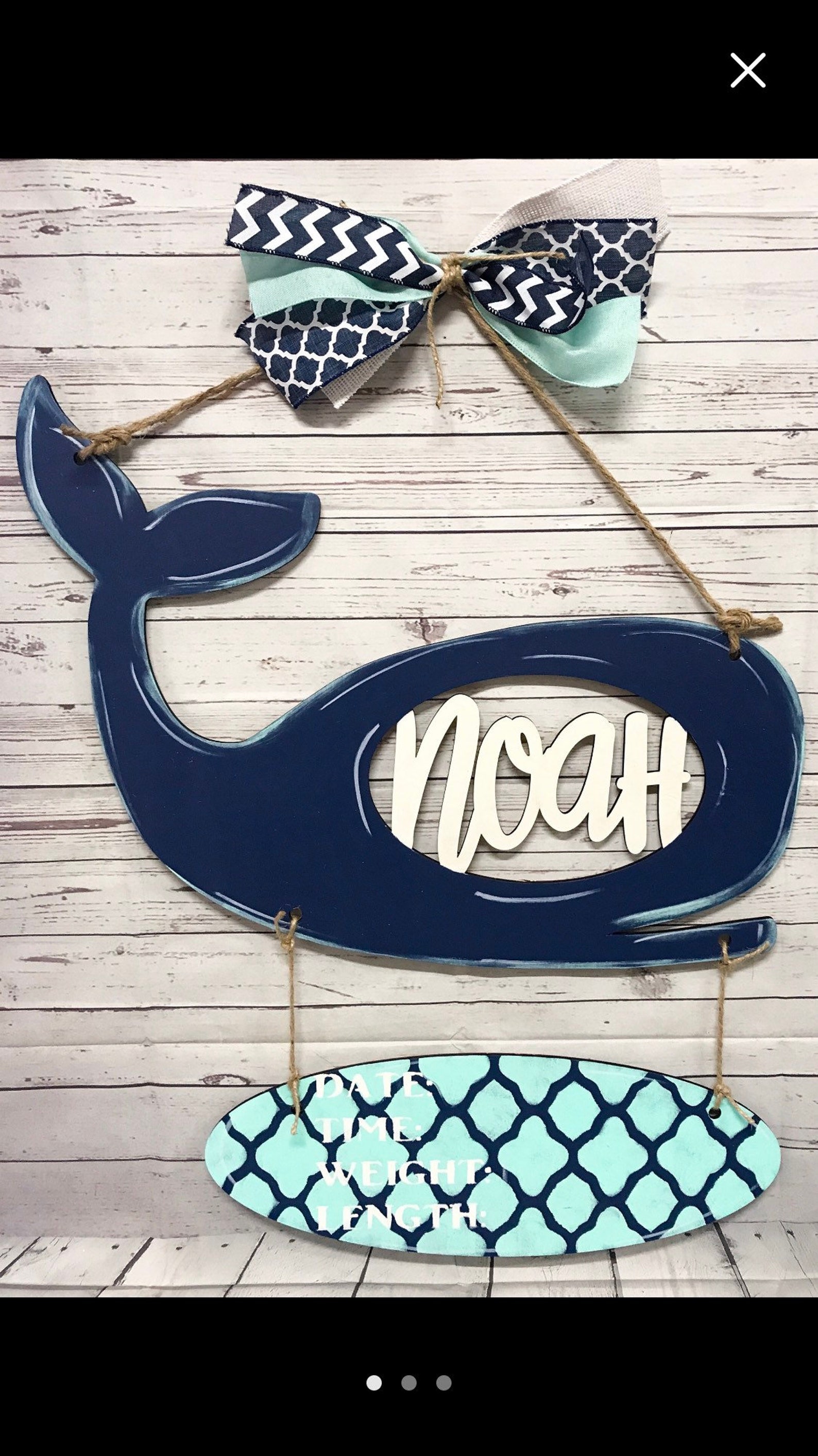 Whale Baby door hanger hospital door hanger nursery gift Etsy