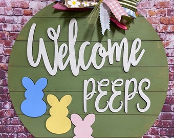 Welcome peeps door hanger