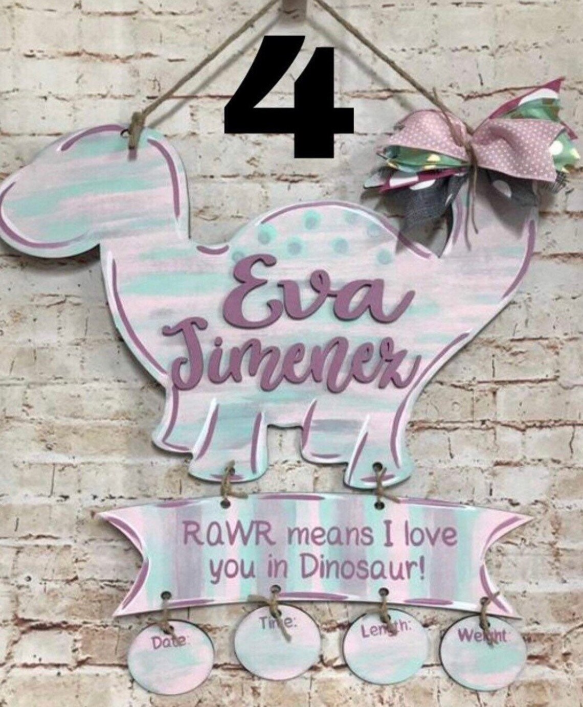 Dinosaur baby hospital door hanger Etsy