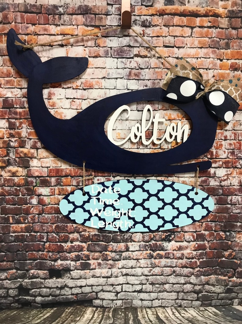 Whale Baby door hanger hospital door hanger nursery gift Etsy