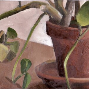 Original Painting, Small Still Life Painting of Succulant Plant, Art for Home Decor in Earth Color- 40% off Coupon SUMMER40