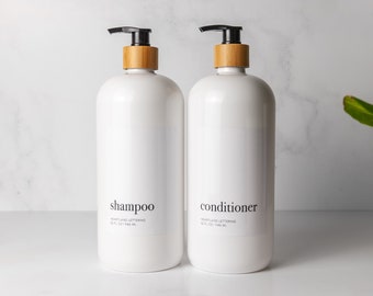 Large Capacity Shampoo Bottles Set: Spa Bath Decor 32oz Dispensers with Choice of Pump