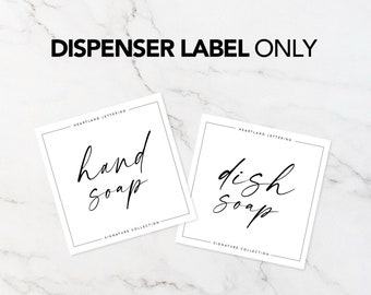 Handwritten Kitchen Soap Dispenser Labels | Hand Soap Label/Dish Soap Label | Home Organizing Labels | Modern Farmhouse Waterproof Stickers