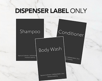 Bathroom Organization Labels - Waterproof Bottle Labels for Shampoo, Conditioner, and Body Wash Dispensers - Bathroom Organizer Accessories