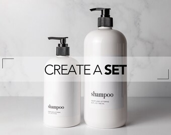 Reusable Plastic Shampoo, Conditioner, Body Wash, Face Wash, Lotion, Soap Dispenser Bottle | Minimalist Bathroom Organizing Accessories Set