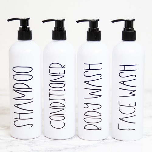 Plastic Shampoo and Conditioner Bottles With Pump Bathroom Etsy