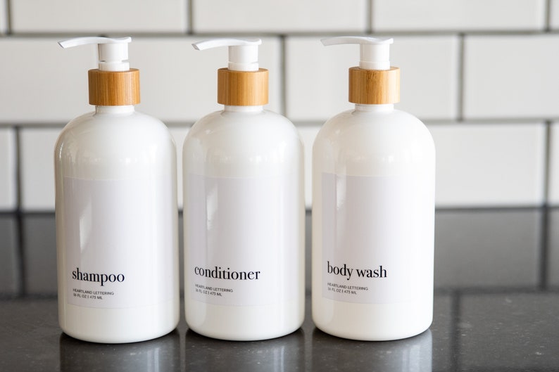 White Shampoo and Conditioner Bottles Minimalist Shampoo Etsy