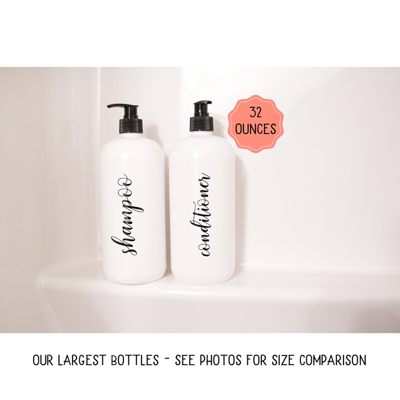 Large Shampoo Dispenser 32 oz Bottle with Pump Labeled Etsy