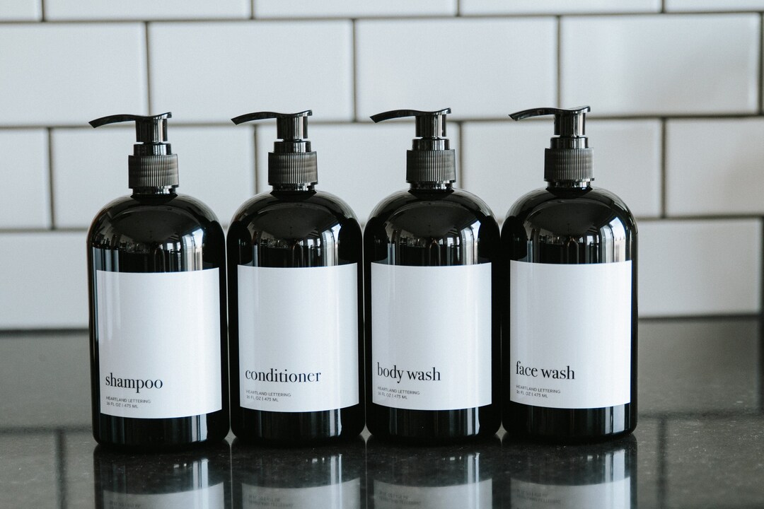 Black Shampoo and Conditioner Bottles Empty Shampoo Bottles Etsy