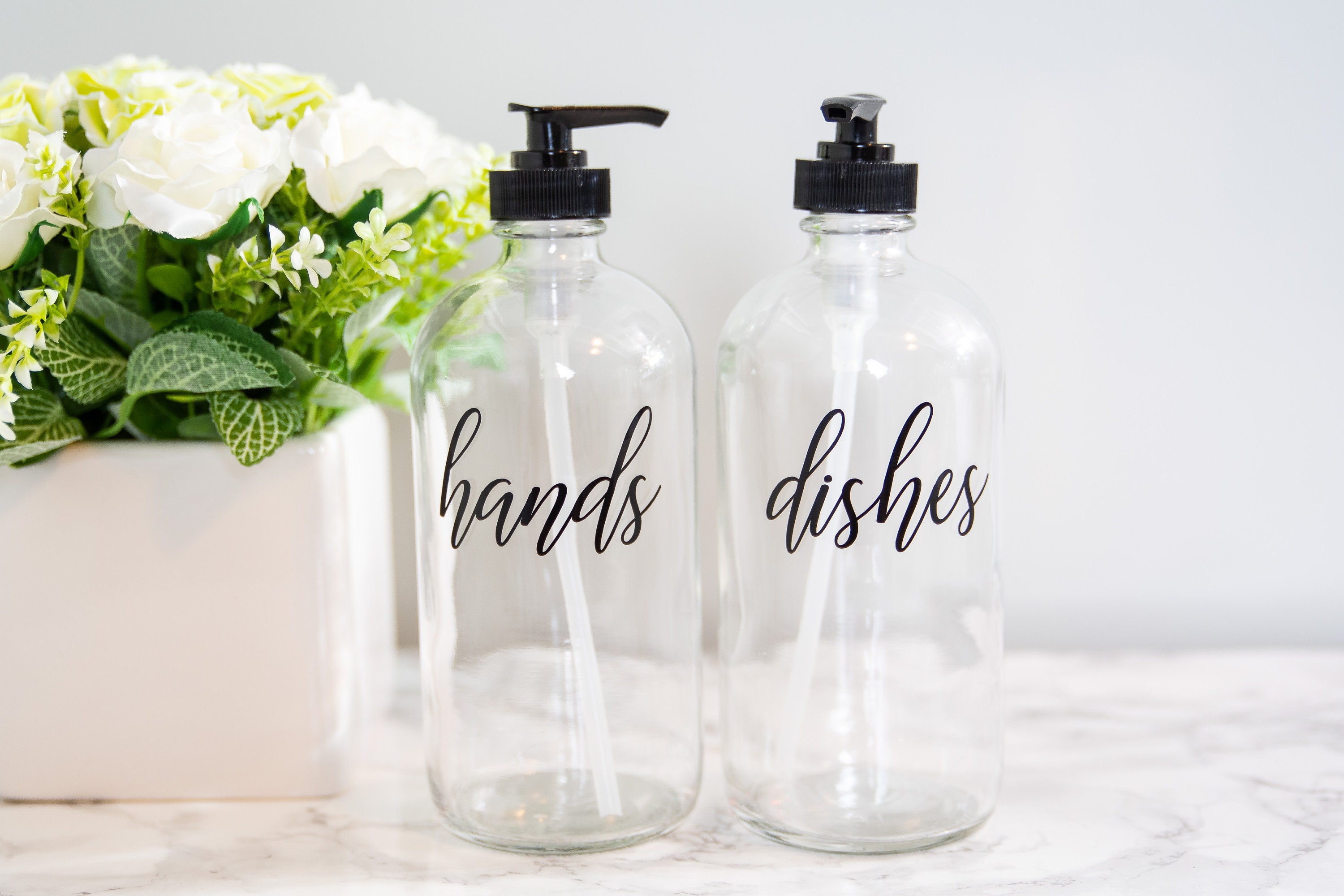 Clear Glass Soap Dispenser, Hand Soap and Dish Soap Dispenser Set, Ki…