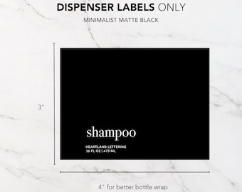 Minimalist Matte Black Bathroom Labels: Waterproof Vinyl Dispenser Stickers