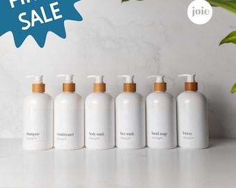 Minimalist White Refillable Dispenser: Bamboo Pump Bathroom Decor