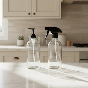 Engraved Glass Soap Dispenser Set: Refillable Eco-Friendly Bottles image 2