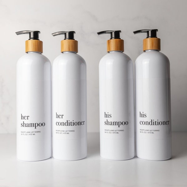 Slim Refillable Shampoo Dispenser Bottle | His and Hers Matching Minimalist Dispenser Set for Home Bathroom Organization | Create a Set