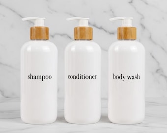 White Refillable Shampoo Bottle Sets: Waterproof Minimalist Spa Decor