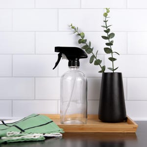 Glass Spray Bottle for Cleaning, Plants, Flowers - Amber Glass Spray Bottle - Cleaning Bottles - Refillable Sprayer - Cleaning Organization
