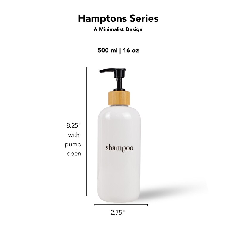 Shampoo and Conditioner Bottles: Refillable Dispenser Set With Waterproof Labels image 3