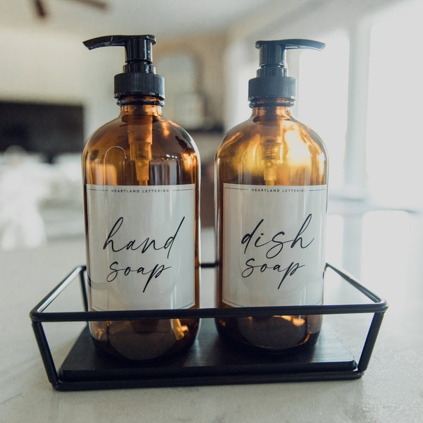 Kitchen Soap Dispenser Set With Tray Etsy