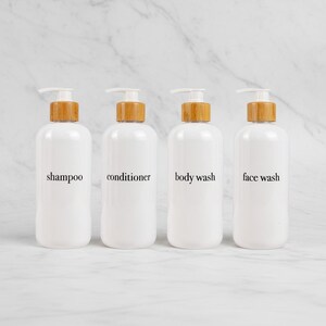 Shampoo and Conditioner Bottles: Refillable Dispenser Set With Waterproof Labels image 6