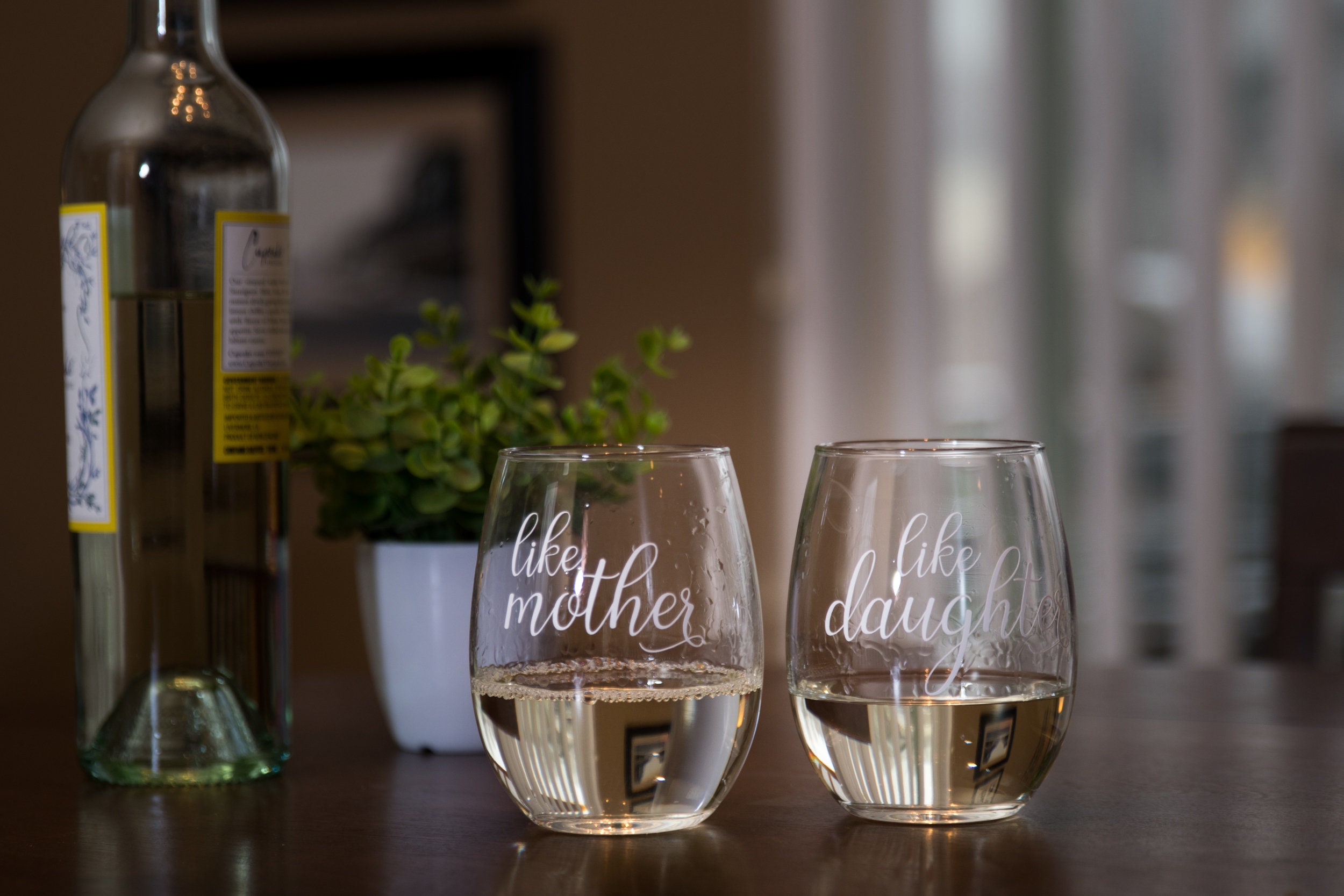 Mothers Day Gift from Daughter Wine Glass, Wine Glasses for Mom, Like…