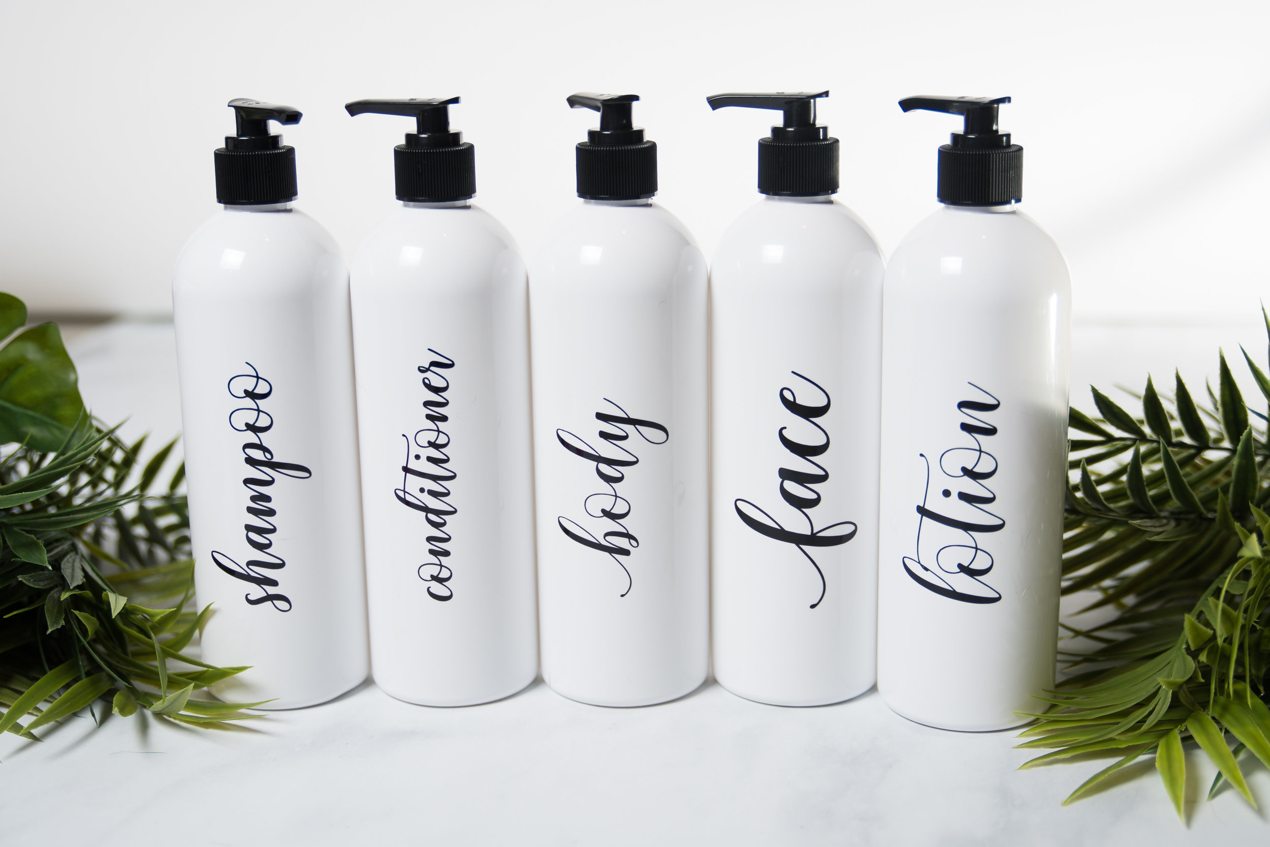 White Shampoo Bottles Set of 5 16 oz Bottle Bathroom Plastic Etsy