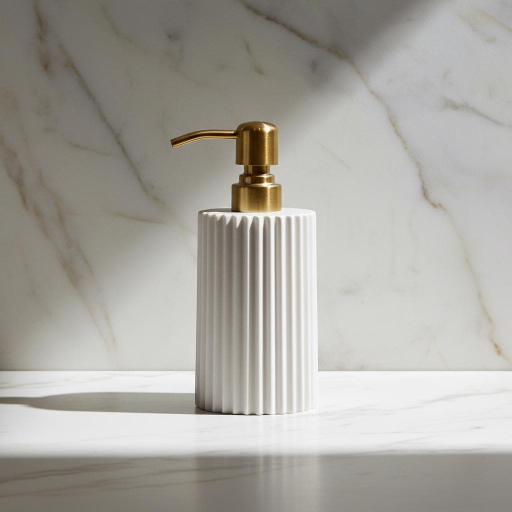 Soap Dispenser: White or Black Luxury Ribbed Design & Stainless Steel…