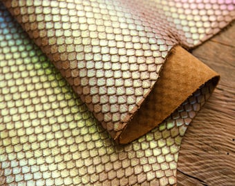 Multi Color Exquisite Fish Cut Embossed Veg Tanned Cowhide Leather, Fashion Goods, Upholstery, Bags, Jackets, Leather Crafting | Leather Hub