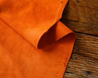 Vibrant Orange Goat Suede Leather – Ultra-Soft Genuine Goatskin for Bags, Shoes, Clothing, Upholstery & Crafts – 5-6 SQFT
