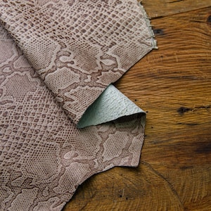 Snake Embossed Leather, Cowhide, Snake Pattern Leather, Genuine Leather, Snake Textured Hides | Leather Hub