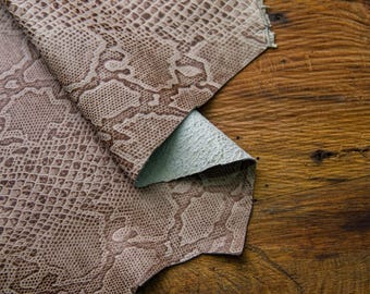 Snake Embossed Leather, Cowhide, Snake Pattern Leather, Genuine Leather, Snake Textured Hides | Leather Hub