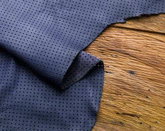 Midnight Navy Perforated Soft Leather, Pinhole Pattern, Cowhide, Leather Hides, Skins, Various Sizes/Thickness | Leather Hub