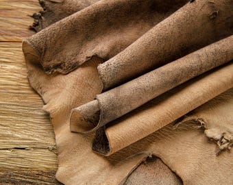 Cuero de gamuza de cabra, curtido vegetal, gamuza genuina, gamuza suave, ideal para manualidades y tapicería / LEATHER HUB / 6 a 8 PIES CUADRADOS