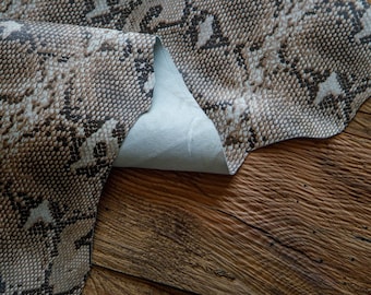 Cuero con estampado de serpiente, pieles para carteras y bolsos - Cuero de vaca genuino curtido cromado