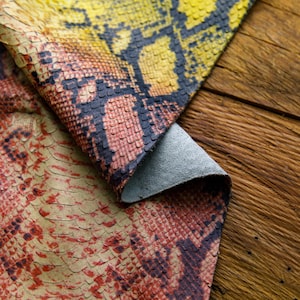 Multi-Color Snake Printed Cowhide Leather | Perfect for Bags, Wallets & Accessories | Leather  Hub