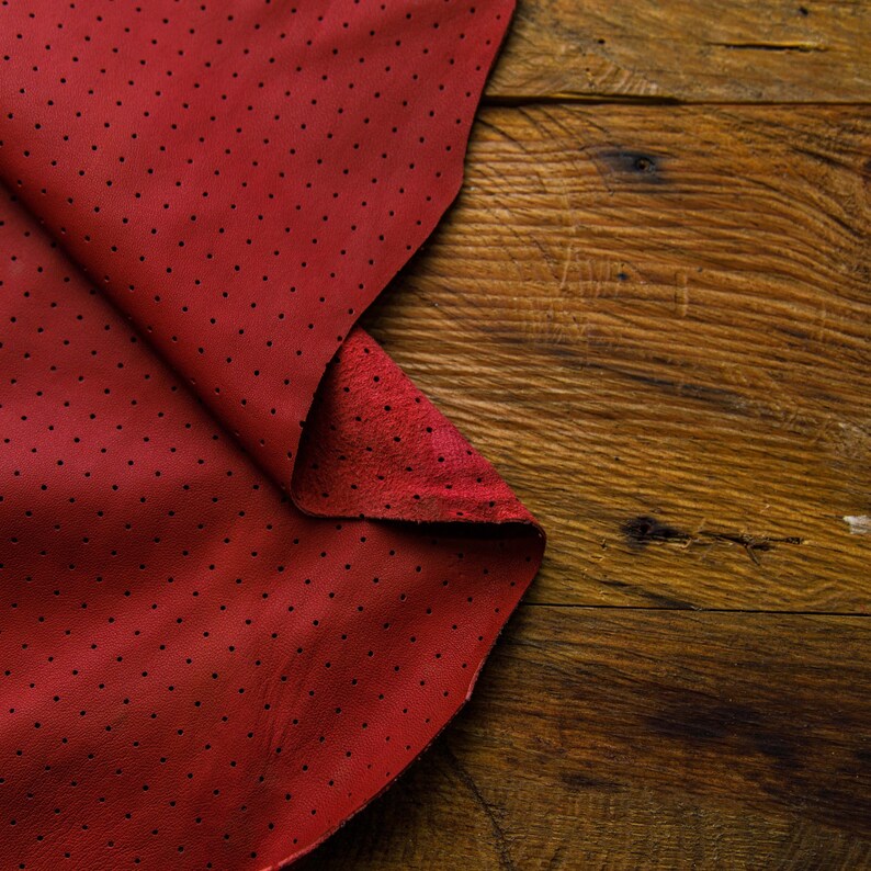 Wine Red Pinholes Perforated, Soft Cowskin ,Leather hides, Fashion, Upholstery, and Crafts | Leather Hub