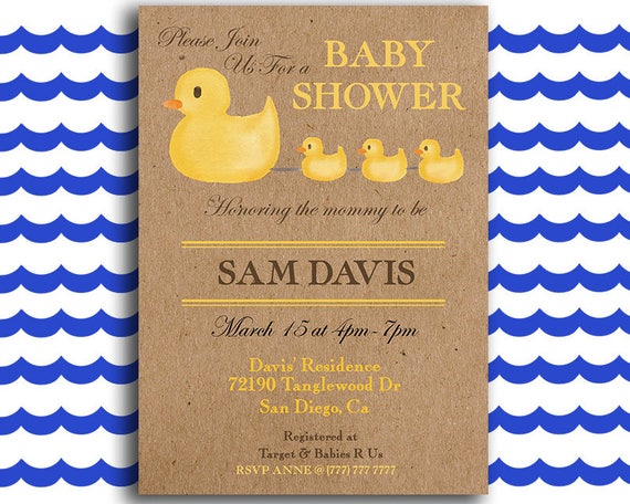 duck theme baby shower invitations