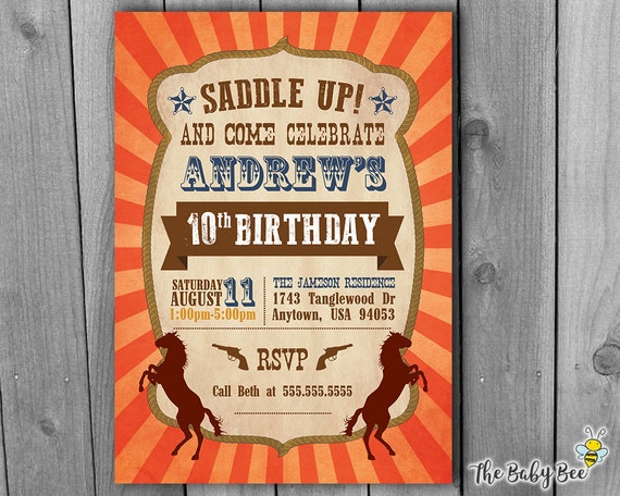 Cowboy Birthday Invitation Rodeo Birthday Invitation Horses Guns and Country Birthday Party Southern Birthday Print-It-Yourself Digital File Il_570xn