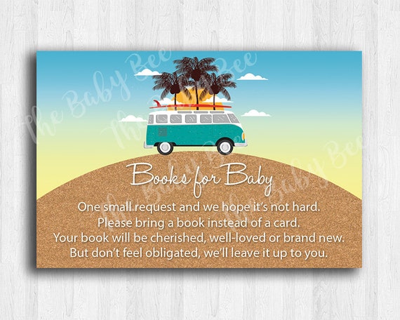 Books for Baby Insert | Surfing and Beach Baby Shower Insert | Book Instead of Card Baby Shower Insert | Surf Baby Shower | VW Bus Insert Il_570xn