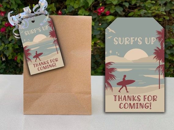 Beach Themed Favor Tags for Birthday Party Surfer Favor Tags Hawaiian Birthday Party Favor Tags Digital Download Instant Download Il_570xn