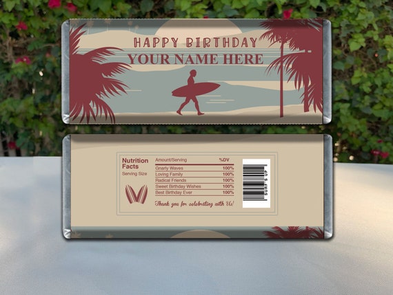 Editable Beach Themed Birthday Party Candy Bar Wrappers Surfer Candy Bar Wrappers for Birthday Party Instant Download Print Yourself Il_570xn