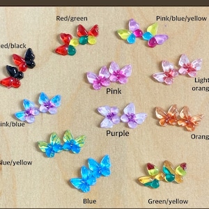 Mini butterfly cabochon, small butterflies, resin, 3/8&#39;&#39; wide, craft supplies, flat back, 9*10mm, pink, blue, 14 or 25 pieces, B306