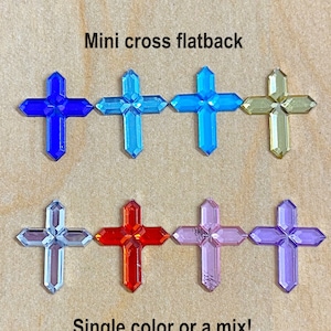 Mini Acrylic Cross Flatback Charms, Spiritual Craft Supplies (13x15mm)
