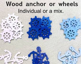 Lot of 10  2 Hole Wood Buttons Hair Bow Centers Boat Sea Steering Wheel Anchor 