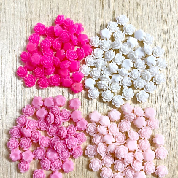 TINY 6mm rose flower cabochon, flatback, resin, craft supplies, nail art, mini flower, SMALL flowers, 50 pcs, F108
