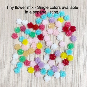 Rose flower, TINY, random mix, flatback, cabochon resin craft supplies, nail art, craft supplies, 50/100, F150