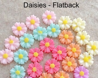 Small 9mm Daisy cabochon, flowers, daisies, scrapbooking, resin, embellishment, diy, mix or single color, no holes, D25