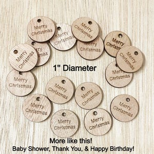 Merry Christmas wood gift tags, READY TO SHIP! round wood with hole, wood slice, ornament, holiday, kids crafts, party and gifting, cut outs
