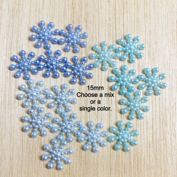 Blue resin snowflake, READY TO SHIP, flat back, 25, 50 pieces, Christmas holiday 15 mm, card making snowflakes, SN27