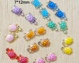 Tiny 3D Resin Turtle Cabochons, Flat Back Craft Supplies (7*12mm)